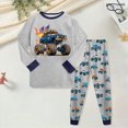thumbnail image 2 of NOLDARES Two Piece Kids Pajamas Dinosaur Print Boys Pajama Set Toddler Sleepwear for Fall and Winter Seasons 6-12 Months 12-24 Months 2t 3t 4t 5t 6t 7t 8t 9t Children,Grey,6-7 Y, 2 of 6