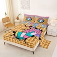 thumbnail image 2 of Erosebridal Volleyball Sport Queen Sheet Sets for Kids Boys Girls, Ice Cream Drip Waffle Bed Set, 1 Flat Sheet, 1 Fitted Sheet and 2 Pillowcases, 2 of 5