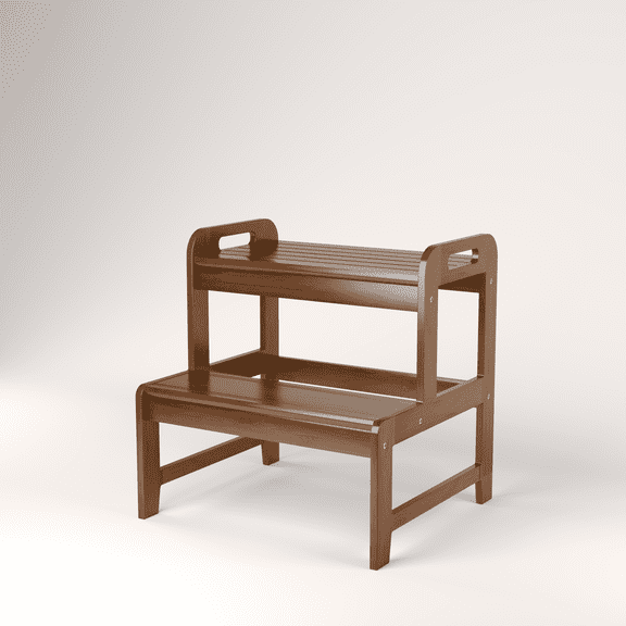 BALANBO 2-Step Bamboo Anti-Slip Step Stool Ladder holds up to 350 lb, Brown