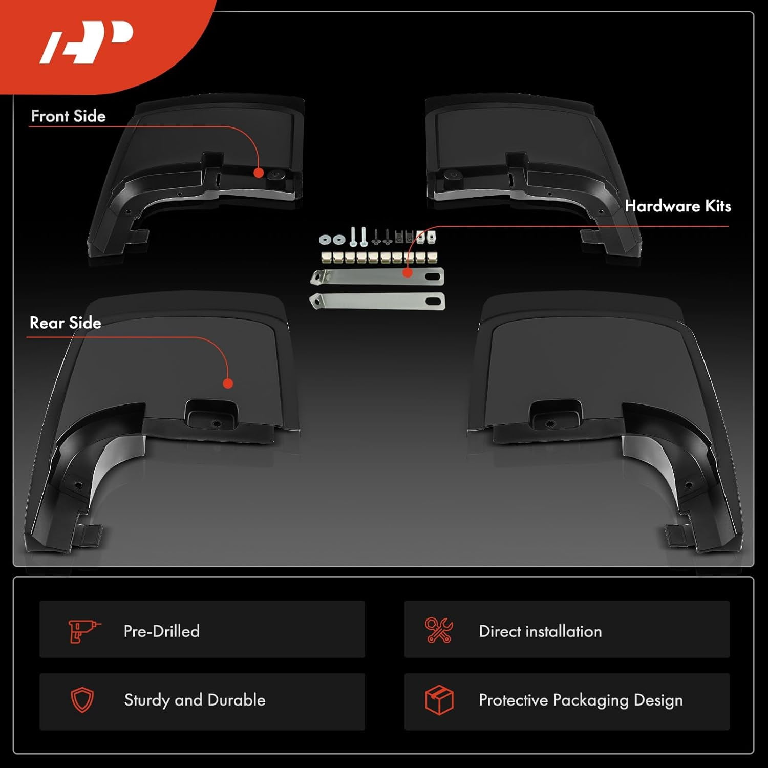 A-Premium Splash Guard Mud Flaps Replacement for Ford F-250 F-350 F-450 F-550 Super Duty 2017-2018 without Factory Fender Flares