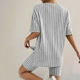 thumbnail image 7 of Pajamas for Women Set 2 Piece Ribbed Knit Matching Outfits T Shirt Biker Shorts Sleepwear Sweatsuits Womens Pajama, 7 of 7