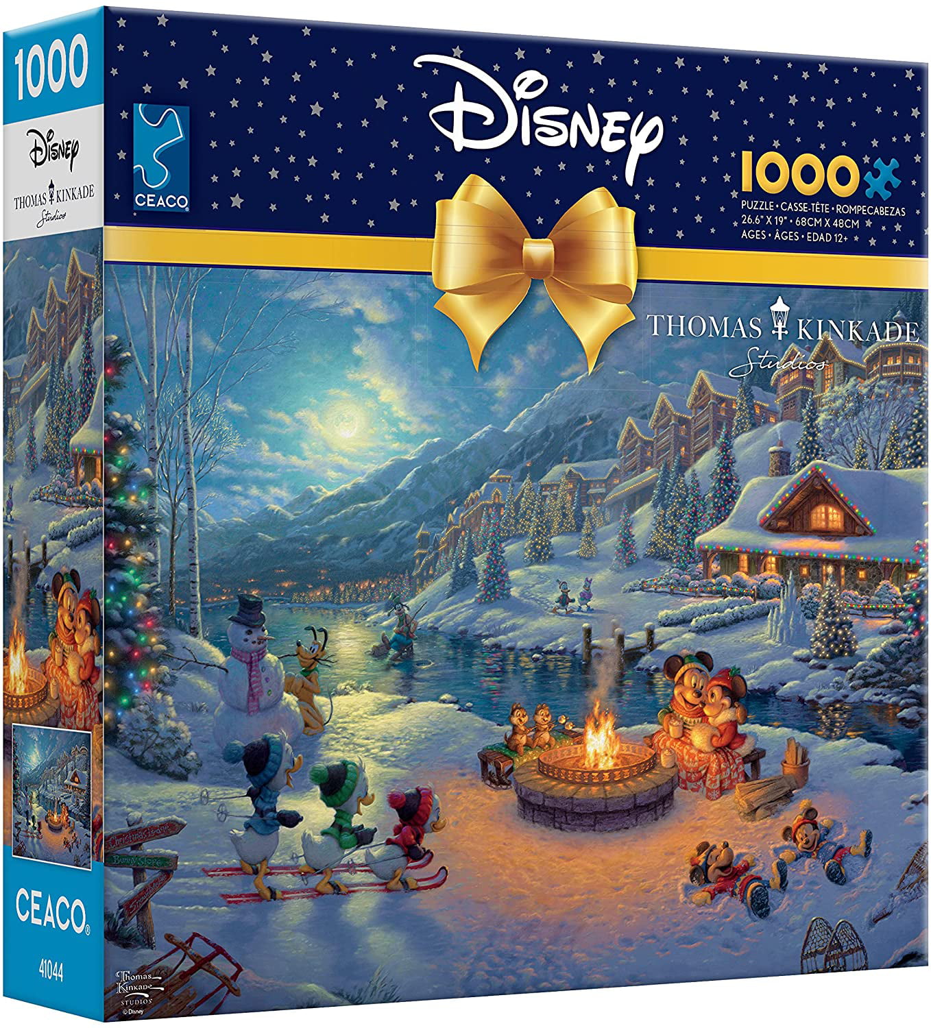 Thomas Kinkade Disney Mickey Minnie Sweetheart Holiday Puzzle 1000pc New 