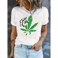 thumbnail image 1 of Motif Feuille de Tabac Simple Imprimé Mode Femme Tendance Col Rond Manches Courtes, T-shirt de Sport Décontracté Simple, Haut d'Été Confortable Vêtements pour Femmes Fête des Pères, Fête des Mères, Nouvel An, Printemps, 1 of 6