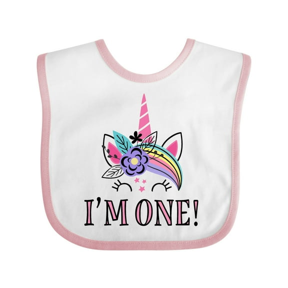 Inktastic First Birthday Unicorn for Girl Girls Baby Bib