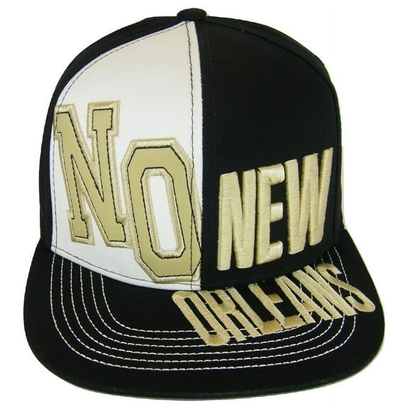 New Orleans 2-Tone Split Text Adjustable Snapback Baseball Cap (Black)