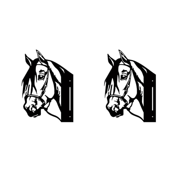 Adorno de jardín sweethay Cabeza de caballo colgante de hierro 2Conjunto