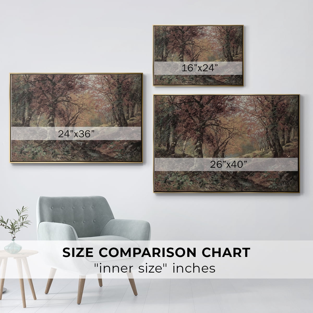 Vintage Landscape-CCCXCI By Wexford Home Framed in Gold Wood Gallery Wrapped Canvas 27 in. x 41 in.