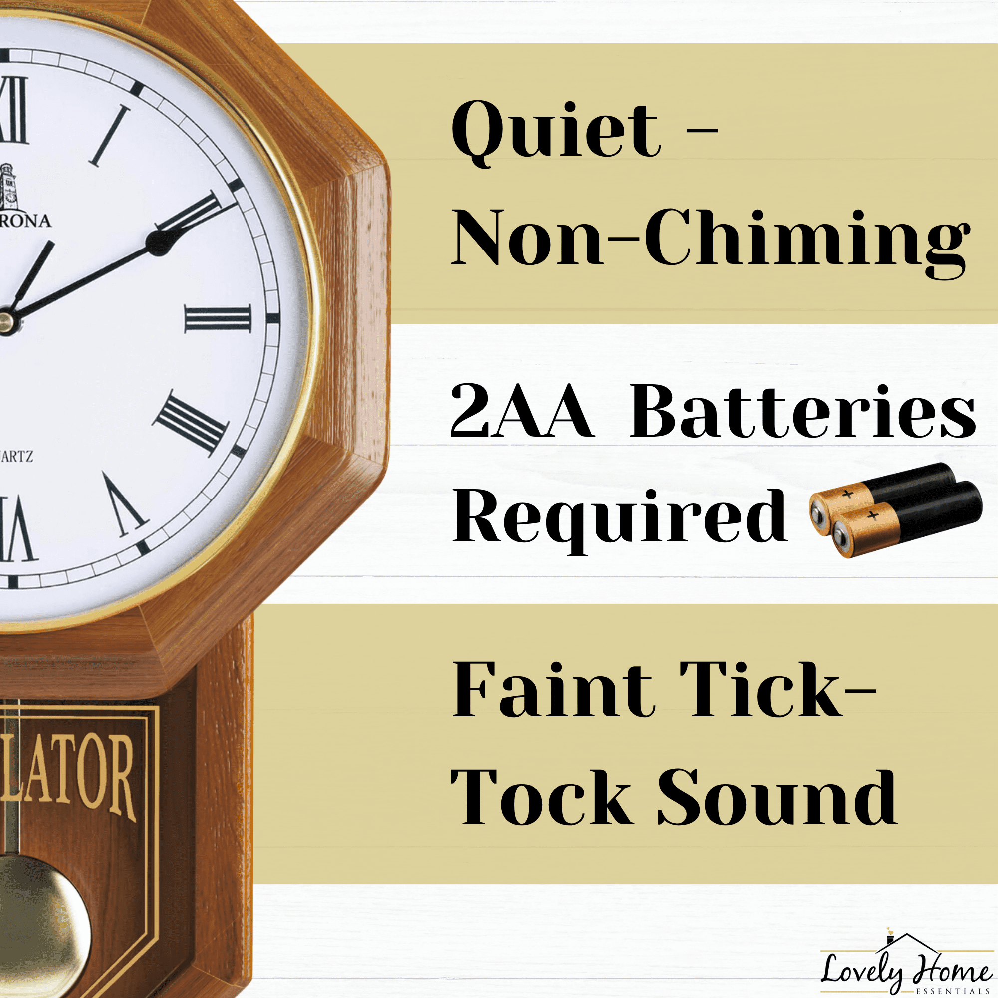 Pendulum Wall Clock Battery Operated - Quartz Wood Pendulum Clock - Silent, Wooden Schoolhouse Regulator Design, Decorative Wall Clock Pendulum for Living Room, Kitchen & Home Decor, 18" x 11.25"