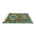thumbnail image 2 of Ahgly Company Machine Washable Indoor Square Persian Turquoise Blue Traditional Area Rugs, 7' Square, 2 of 4