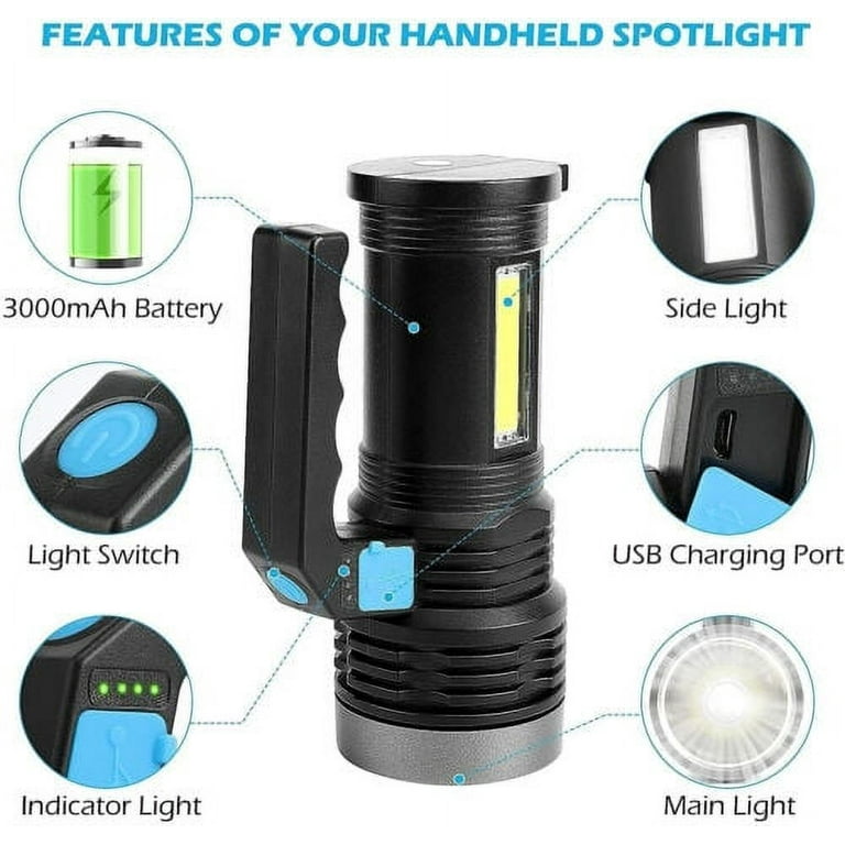 Mini LED Torch Light USB Rechargeable Zoomable Flashlight 1200000LM Camping  Lamp