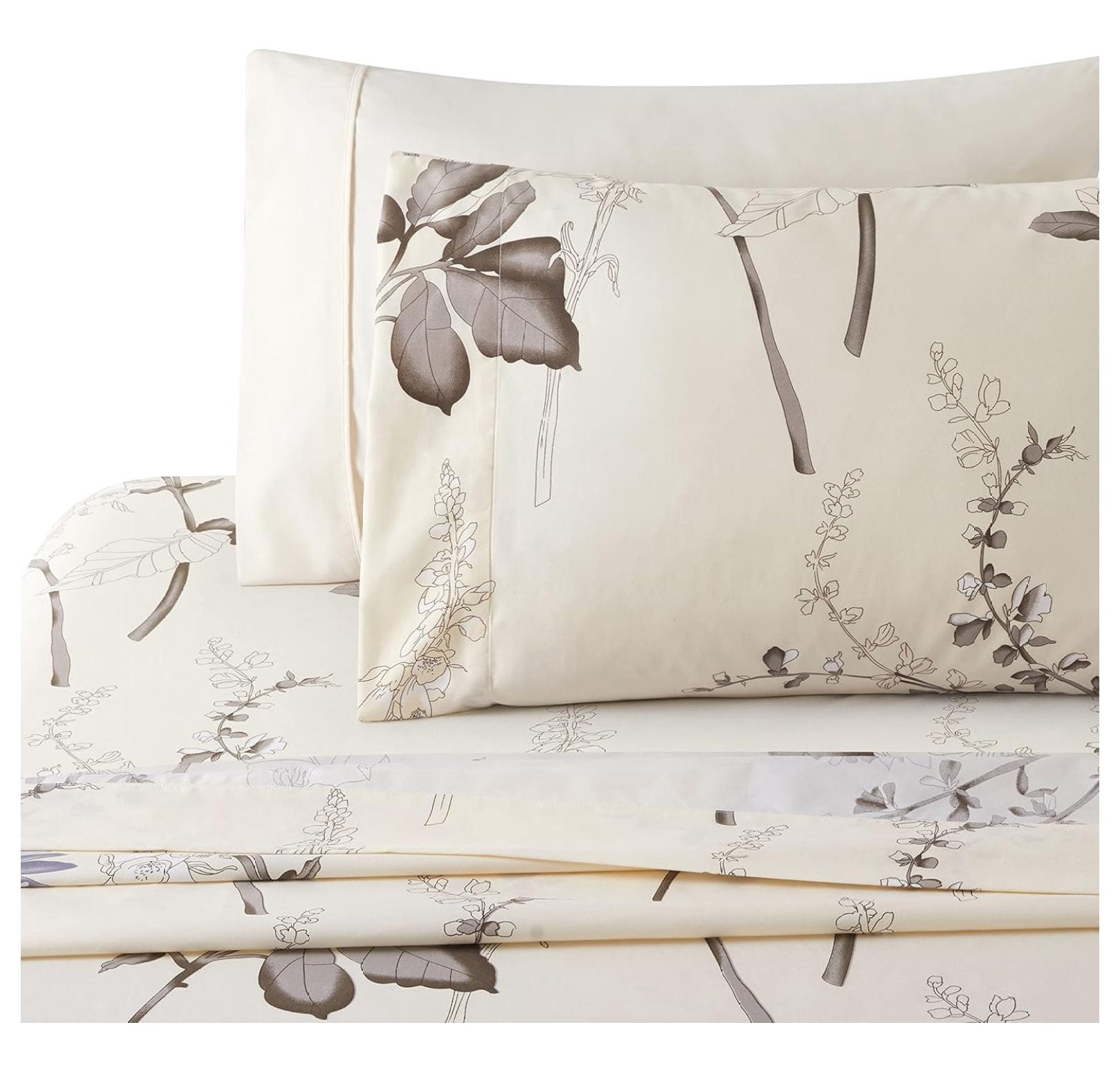 Ultra Soft Silky Deep Pocket Rich Printed Bedding Rayon Derived from Bamboo All Season 6 Pieces Sheet Set with 4 Pillowcases, Blue Chrysanthemum Floral Pattern Queen Size