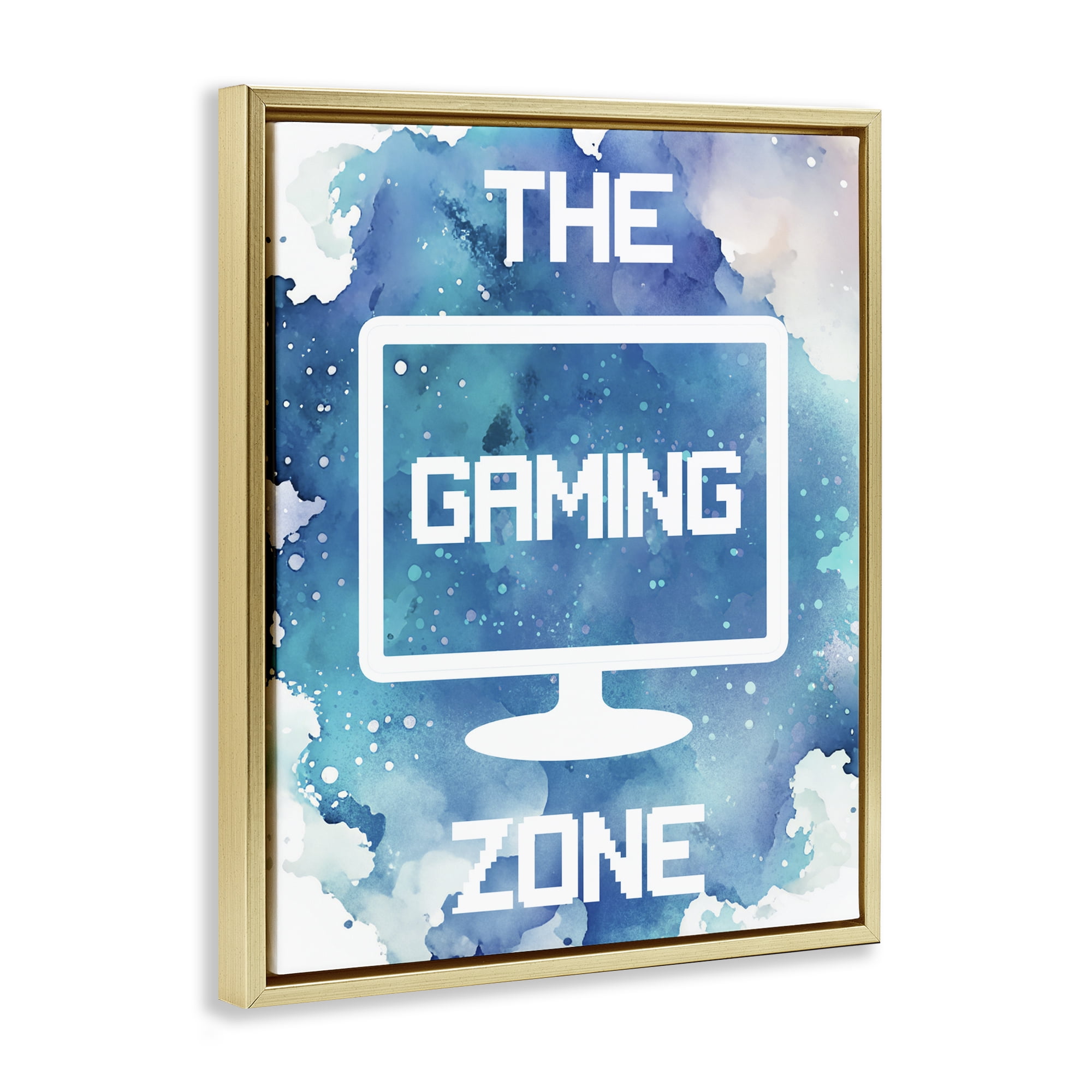 Gaming Zone Moniter Gold Framed Floater Canvas Wall Art, design by Marcus Prime