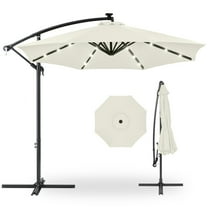 Best Choice Products 10ft Solar LED Offset Hanging Outdoor Market Patio Umbrella w/ Adjustable Tilt - Ivory