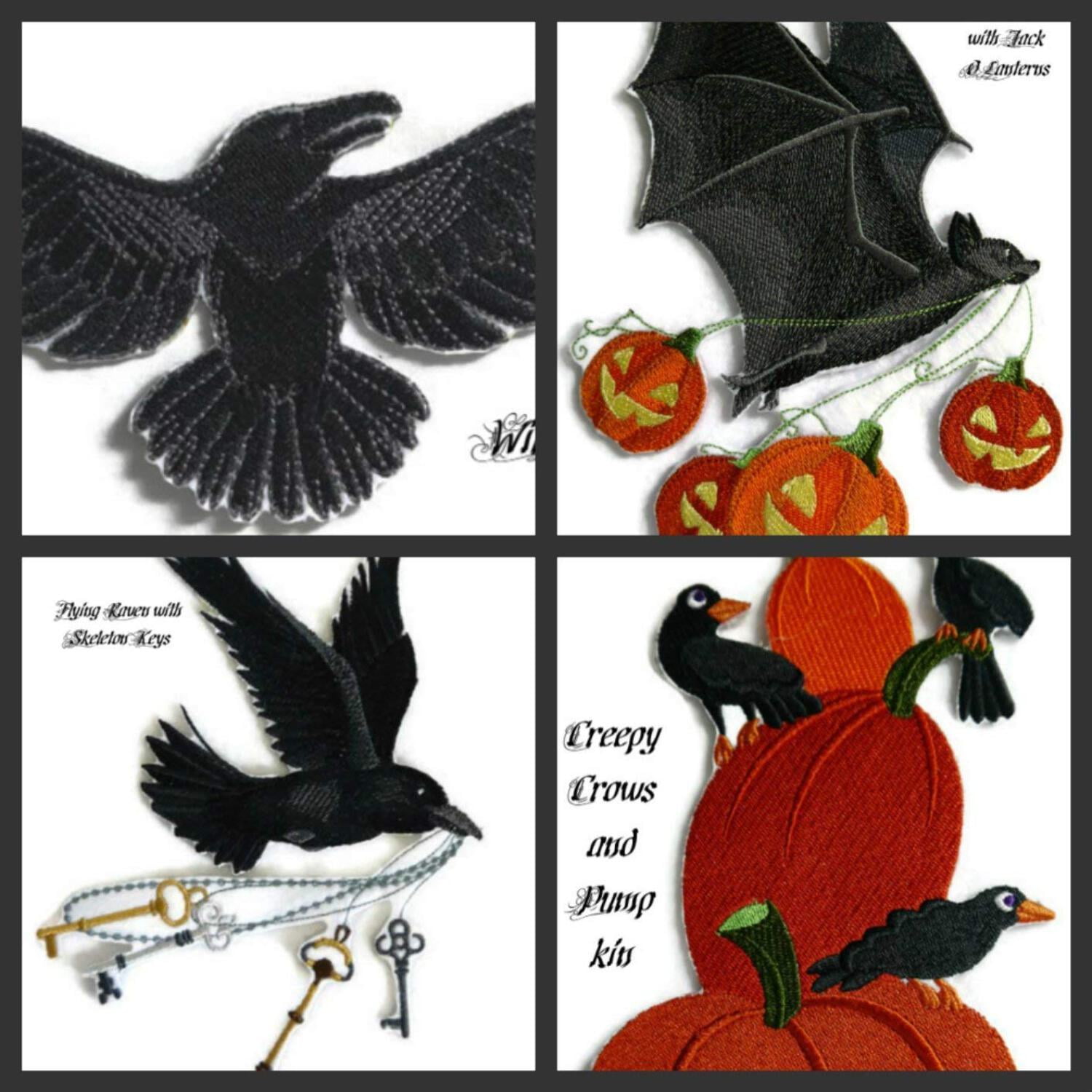 BeyondVision Custom and Unique Happy Halloween [Wild Side Raven] Embroidered Iron on/Sew Patch [8.1x5]