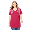 thumbnail image 1 of Woman Within Women's Plus Size Cuffed Americana Print Tee, 1 of 5