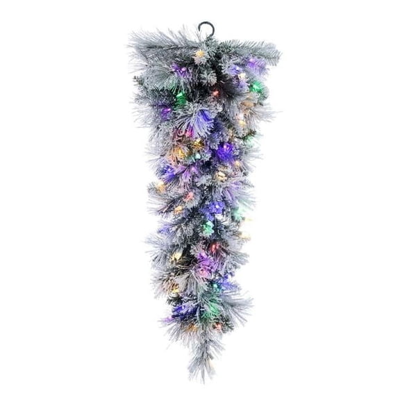 Vickerman G225838LED 36 in. Flocked Jackson DuraLit 100 Multi Color Teardrop, Green & White