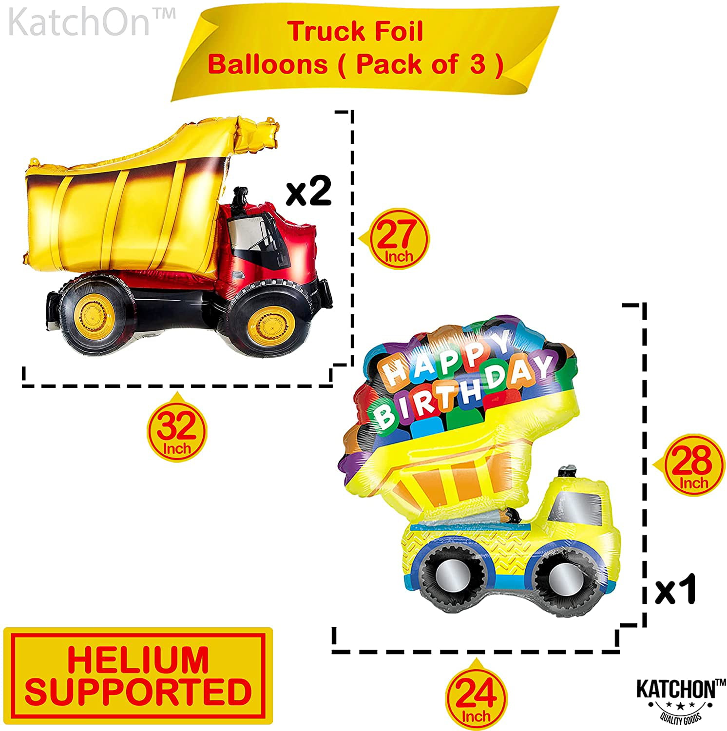 CONSTRUCTION 4th Fourth Happy Birthday Party Balloons Decoration Supplies Truck 