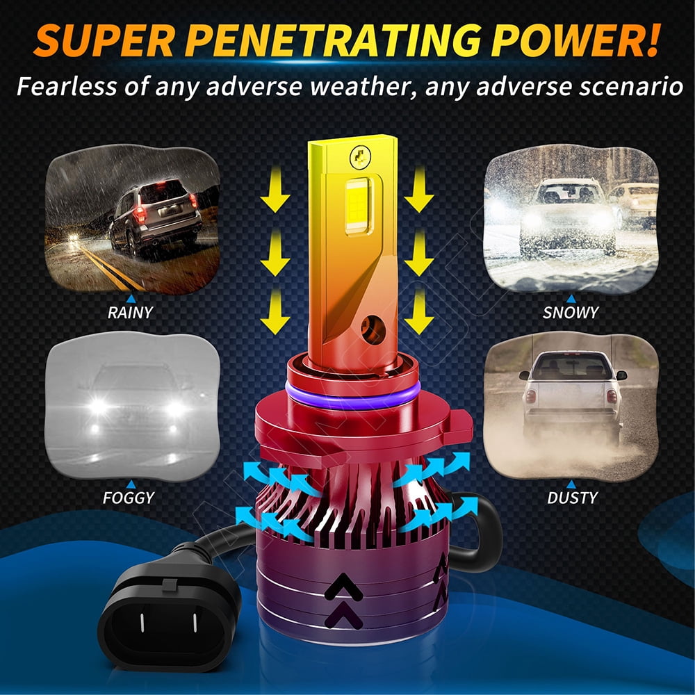 9005 / HB3 LED Headlight Bulbs Kit Super Bright White Light Conversion, 10000LM 6000K High Power Plug & Play
