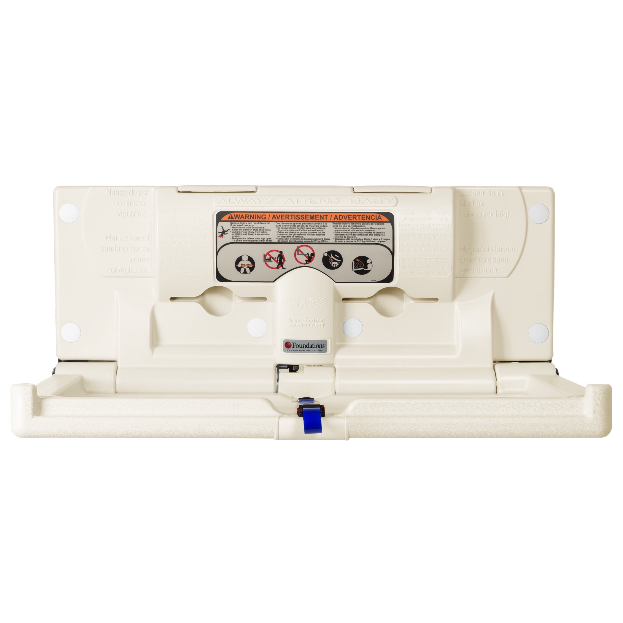Foundations Classic Horizontal Baby Changing Station, EZ Mount Backer Plate, 250 lb. Weight Capacity, 5211089, Cream