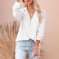 thumbnail image 3 of Túnica con cremallera para mujer, blusas de manga larga con cuello en V profundo, blusas holgadas informales, trajes de verano, blanco, xl Scienceny AP003810-24, 3 of 5