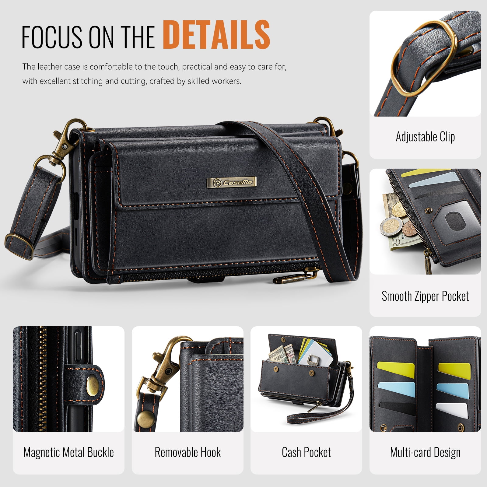 For Samsung Galaxy S25 Ultra Wallet Case, RFID Blocking PU Leather Case Women Men Kickstand flip Cover Wrist Strap Zipper Credit Card Holder Slot