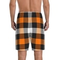 thumbnail image 2 of Balery Orange Plaid Men's Cotton Knit Pajama Shorts Waistband & Pockets,Short Pajama Pants-X-Large, 2 of 8