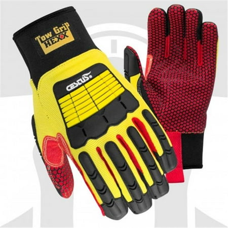 

Tow Grip Hexx Long Cuff Cotton Palm Impact One Pair Glove Yellow - 3 Extra Large