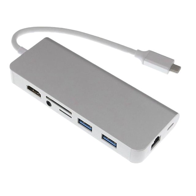Hub De Tipo C Con Puerto Ethernet, 4K USB C A , 2 Puertos USB 3.0, 1 Puerto USB 2.0, Lector De Tarjetas / TF, Portátil Para Laptops Macarena Cable divisor de enchufe RJ45