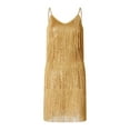 thumbnail image 4 of FOCUSNORM Femmes Fronde Robe Sans Manches sur l'Épaule V Cou Pompons Casual Partie Robe d'Été, 4 of 9
