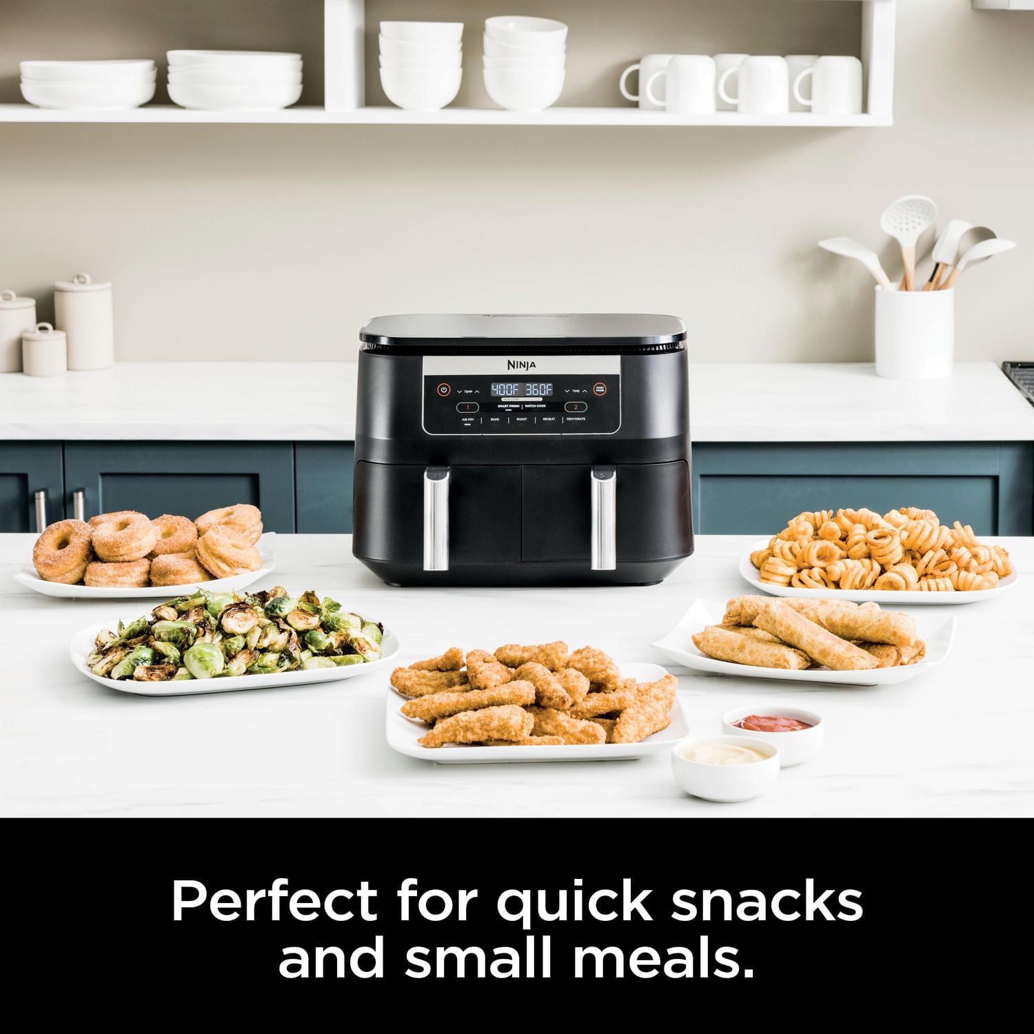 dhira 6個 Ninja™ Foodi® DZ090C 5-in-1, 6-qt. 2-Basket Air Fryer with