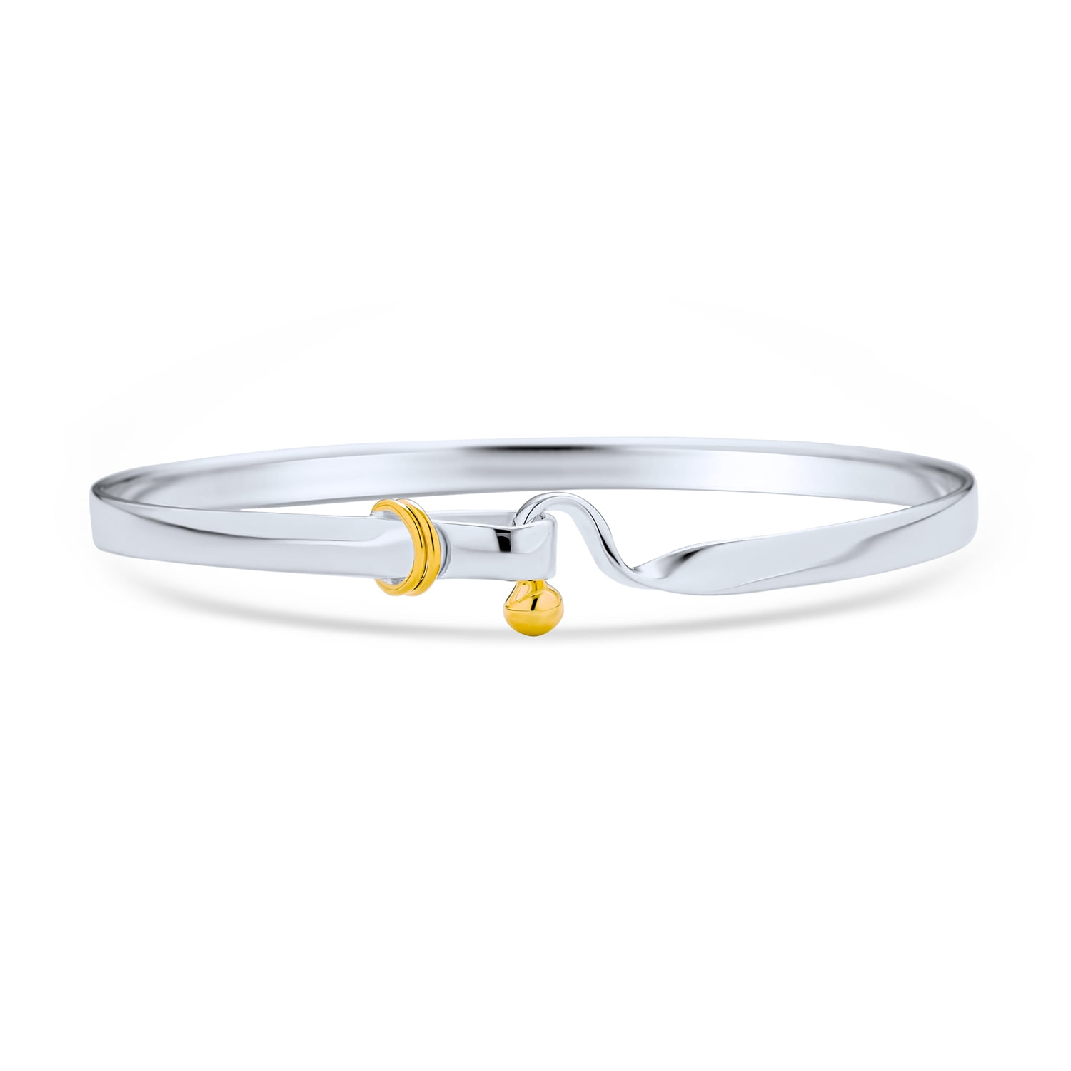 DiamondJewelryNY Eye Hook Bangle Bracelet with a Plain Disc Charm. 