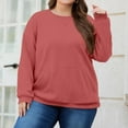 thumbnail image 3 of Dwellite Sweatshirt for Women,Plus Size Crewneck Sweatshirts Oversized Pullover Tops Fall Winter Clothes 2026 with Pocket Watermelon Red 2XL, 3 of 6