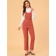 thumbnail image 3 of INSPIRE CHIC Pantalones de tirantes de pana con espalda elástica informal para mujer Jengibre XS, 3 of 6