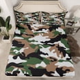 thumbnail image 2 of Castle Fairy Brown Green Black Camo Twin Sheet Sets 3pcs for Children Teens Adults,Vintage Camouflage Twin Fitted Sheet Microfiber,Abstract Geometric Breathable Flat Sheet,Super Cozy Room Decor, 2 of 7