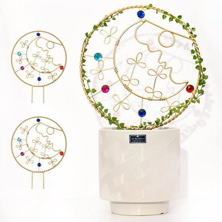 2PCS Hoya Trellis – Indoor Plant Support for Climbing Vines Sturdy Metal Frame with Crystal Accents Unique Design for Potted Hoya and Pothos Multi-Functional Decor for Home Greenery