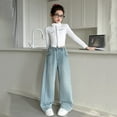 thumbnail image 5 of MQLKF Girls Fashion Cute Personality Pants Elastic Waist Wide Leg Jeans Casual Demin Pants With Pockets Cute Casual Loosw Girls And Boys Trousers, 5 of 9