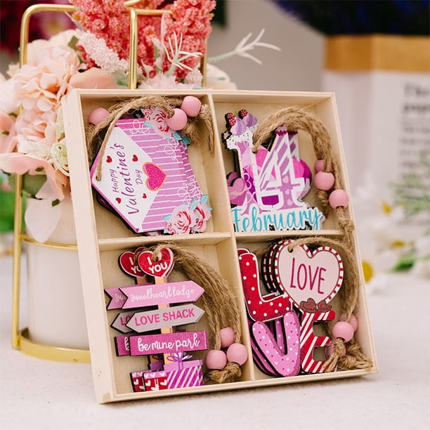Ofertas de Iluminación Xihbxyly Decoración Del Hogar San Valentín Colgantes En Madera Caja En 4 Gr Embalaje 12 Piezas