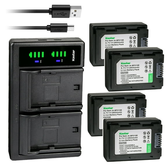 Kastar 4-Pack IA-BP210E Battery and LTD2 USB Charger Replacement for Samsung SMX-F44BN, SMX-F44BP, SMX-F44LN, SMX-F44RN, SMX-F44SN, SMX-F50, SMX-F50BN, SMX-F50RN, SMX-F50SN, SMX-F50UN, SMX-F50BP