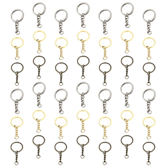 LEORX 60Pcs Split Circular Key Ring Bulk with Iron Chain Assorted Color Durable Metal