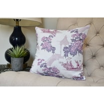18 x 18 inch, China Old Floral Print Pillow, Purple
