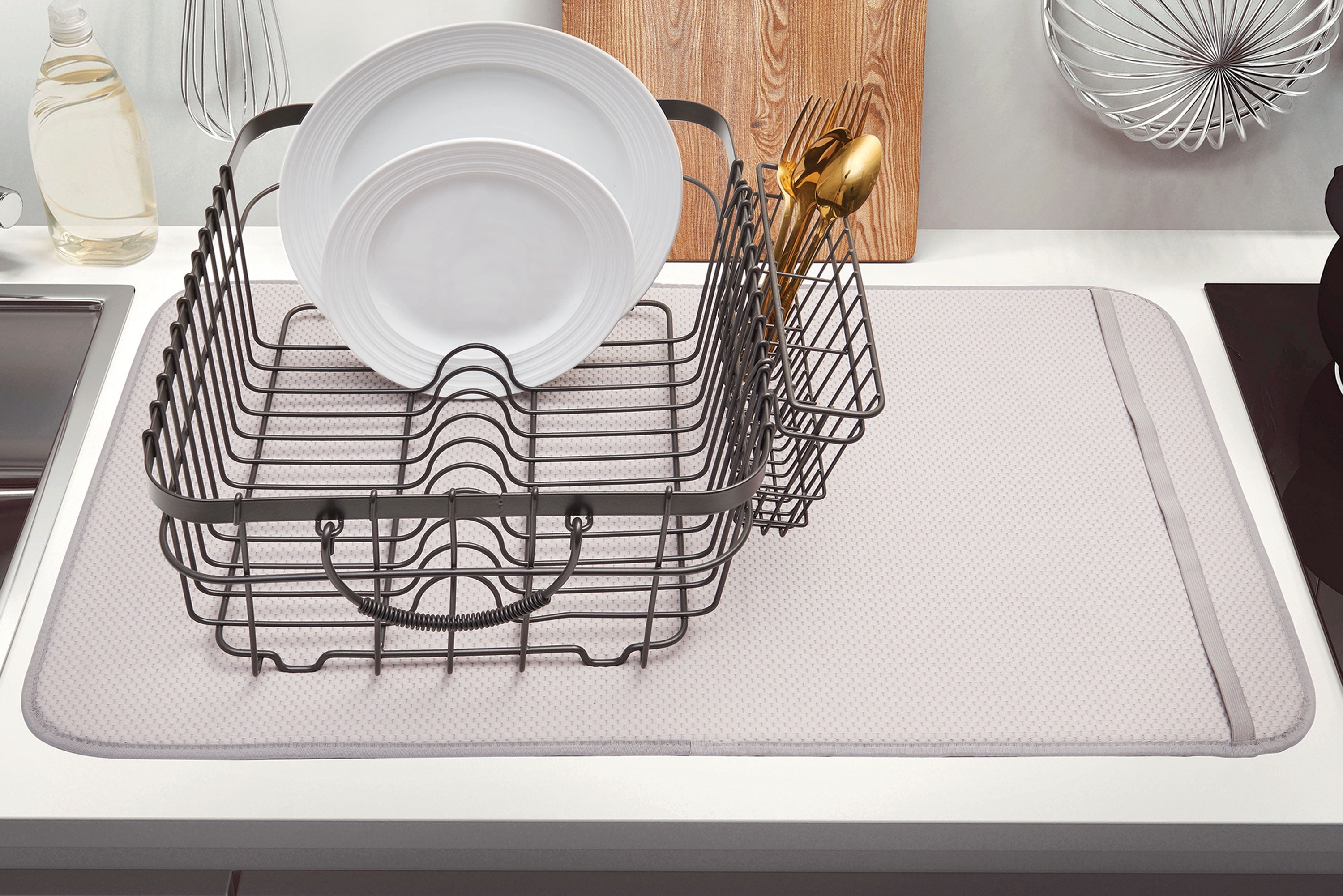 XXL Dish Mat 24 x 17 (LARGEST MAT) Microfiber Dish Drying Mat, Super  absorbent by Bellemain (Ivory)