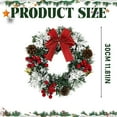 thumbnail image 3 of Flocked Christmas Wreath with Red Bow and Imitation Berries, Handmade Rattan Door and Wall Hanging Wreath for Festive Holiday Decorations valentines day gifts, 3 of 7