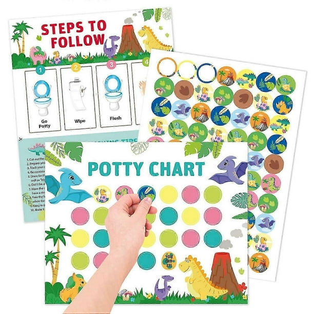 1 Set Toddler Girls Potty Training Chart Cartoon Dinosaur Potty Training Sticker Chart For Girls