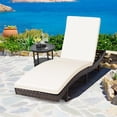 thumbnail image 4 of Gymax Set of 2 Foldable Patio Rattan Chaise Lounge Chair w/5 Back Positions White Cushion, 4 of 10