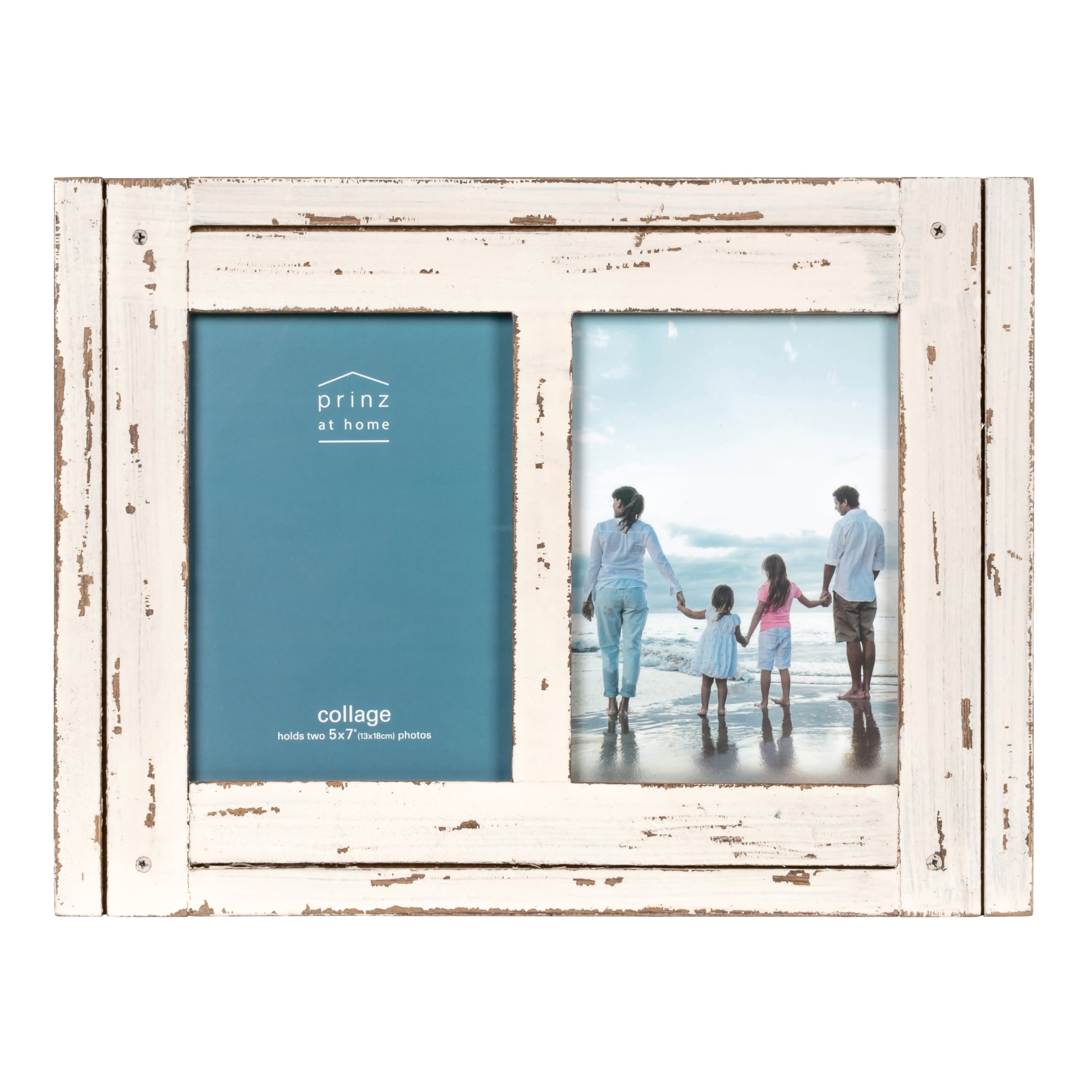 PRINZ Homestead 4-Inch by 6-Inch Distressed Plank Picture Frame White