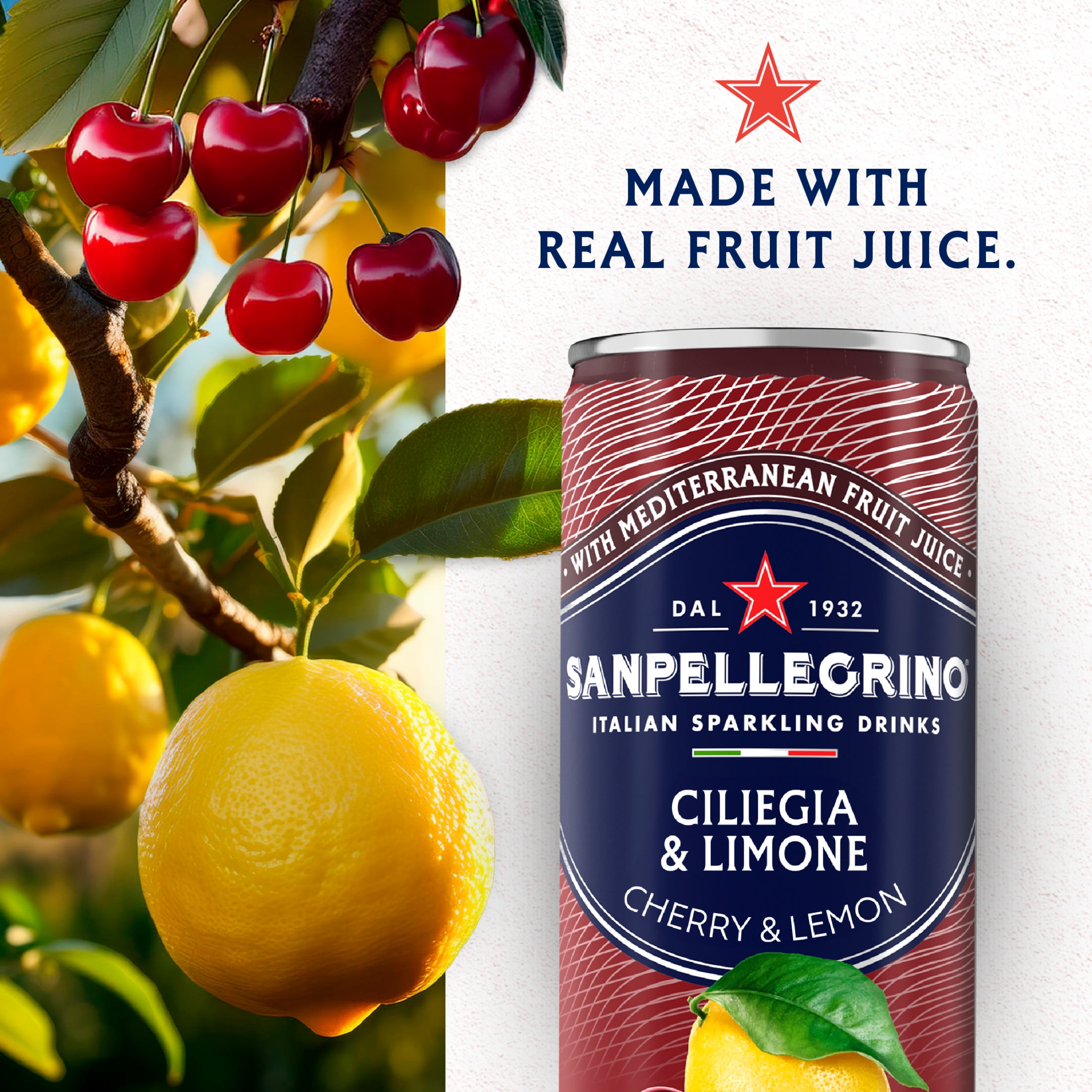 SanPellegrino Soda Italiana Sparkling Cherry and Lemon, 24 Pack Cans
