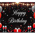 thumbnail image 4 of Black Background Happy Birthday Banner with Star Balloons and Gift Boxes Party Backdrop Decor for Birthday Parties Photography Props Celebrations Decorations, 4 of 8