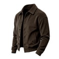 thumbnail image 2 of CCRFTGI Mens Corduroy Jacket Clean Silhouette Packable Outerwear Dust Resistant Daily Casual Coat Coffee L, 2 of 6