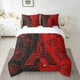 thumbnail image 3 of Manfei Romantic Eiffel Tower 7-Piece Twin Bedding Sets, Valentines Day Bedding Comforter Set, Black Red Love Heart Sheet Sets, Lightweight Room Decor, 3 of 8