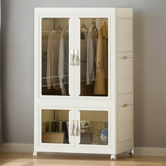 Portable Closet Closet Organizer Large Capacity With Clear Door For Clothes Toys Collapsible Wardrobe (Bedroom Furniture)